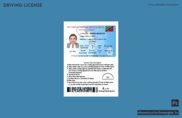 Beispielansicht des Führerscheins von St. Kitts und Nevis